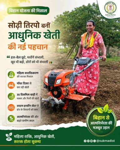 सुकमा: सुकमा की सोढ़ी तिरपो ने अपनाई आधुनिक खेती, बदल रही महिलाओं की जिंदगी