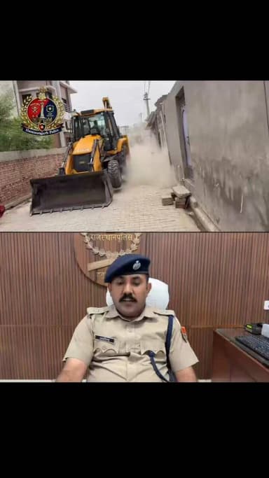 श्री नरेन्द्र सिंह मीना, पुलिस अधीक्षक जिला हनुमानगढ़ के निर्देशन में नशा तस्करों के रिहायशी मकानों पर चला पीला पंजा
➤ कस्बा नोहर में तीन हिस्ट्रीशीटर सहित चार नशा तस्कर अरसद उर्फ कालू, अजरू उर्फ अजरूदीन, सद्दाम पठान उर्फ शहनवाज एवं आमिर के रिहायशी मकानों का अतिक्रमण ध्वस्त। https://t.co/3CUmoF3I7x