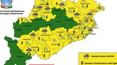କନ୍ଧମାଳ: ଜିଲ୍ଲାରେ ଆସନ୍ତାକାଲି ବର୍ଷା ହେବା ନେଇ ପାଣିପାଗ ବିଭାଗ ପକ୍ଷରୁ ଜିଲ୍ଲାକୁ ୟେଲୋ ୱାର୍ଣିଂ ଜାରି