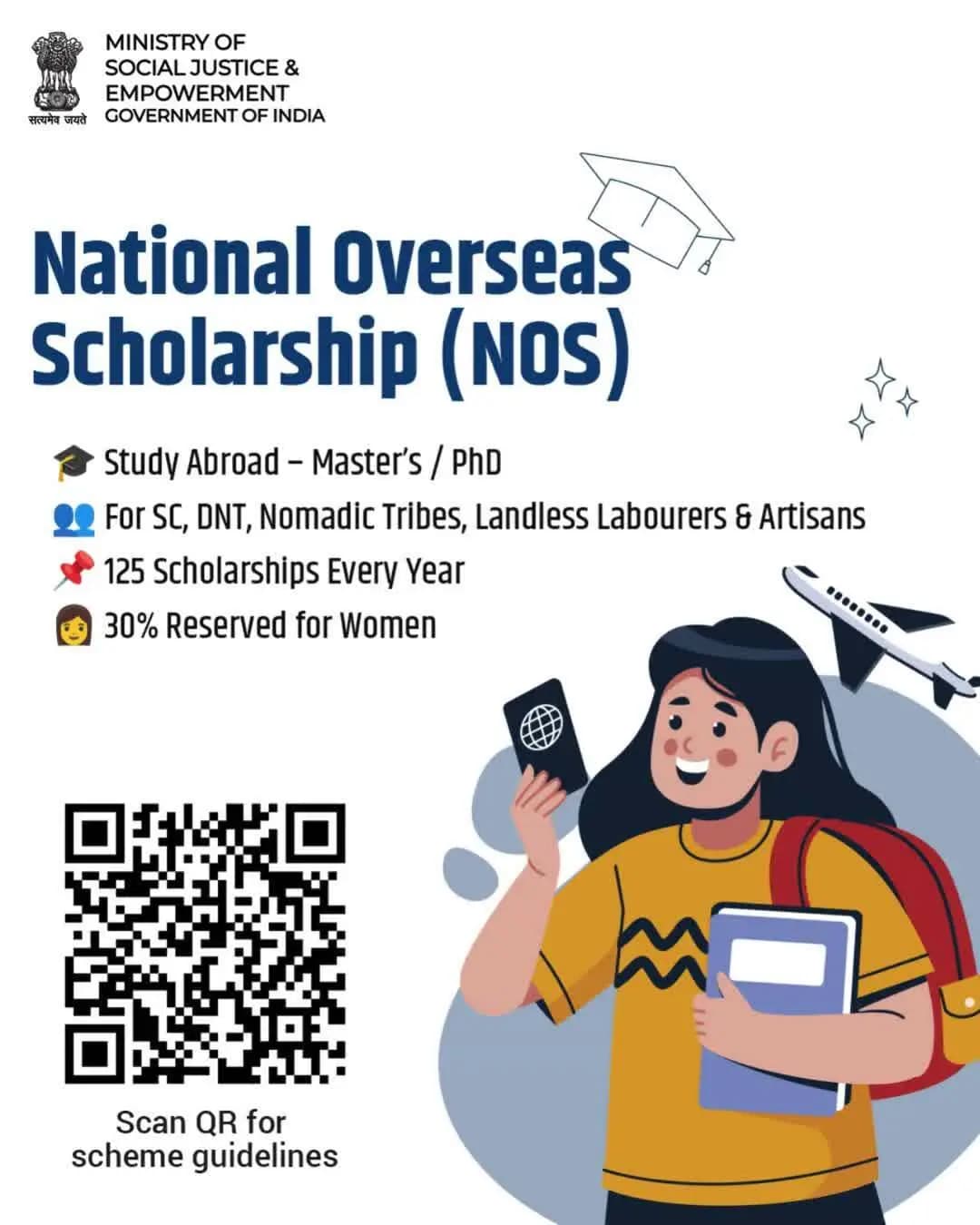 Take your higher education global with the National Overseas Scholarship (NOS). Scan the QR code to learn more. #StudyAbroad