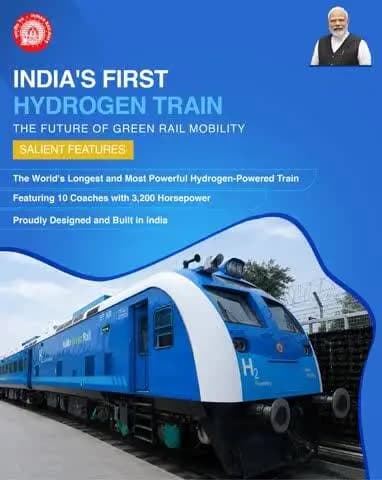 A historic leap toward eco-friendly transit! 🌿🚆
India introduces its first-ever Hydrogen Train, the future of green rail mobility.
#HydrogenTrain
#भारत_की_पहली_हाइड्रोजन_ट्रेन