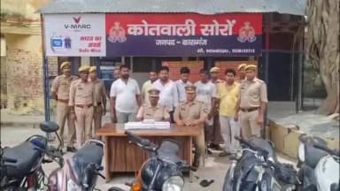 कासगंज: सोरों कोतवाली पुलिस ने गेस्ट हाउस के अंदर जुए के अड्डे पर छापेमारी की, 7 जुआरी गिरफ्तार