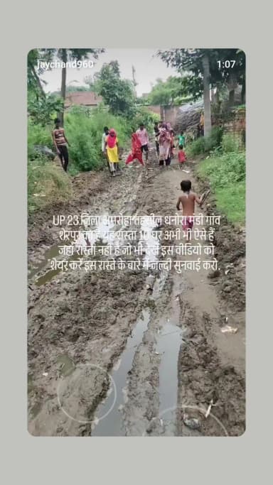 UP 23 जिला अमरोहा तहसील धनौरा मंडी गाँव शेरपुर मुस्तकम में रास्ते का बद हाल