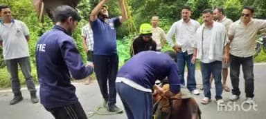 बागेश्वर: खाई में गिरी घायल गाय का सफल रेस्क्यू, JCB और पुली की मदद से बचाई गई जान
