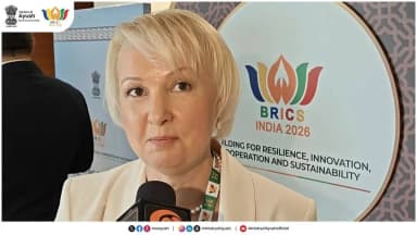Dr Larisa Marchenkova, Russian Delegate, highlights the significance of the BRICS meeting in advancing Traditional, Complementary and Integrative Medicine (TCIM).
She underscored the importance of integrating traditional and modern medicine across BRICS countries and emphasised that nations such as India, China and Russia, with their centuries-old traditions and diverse experiences, have valuable knowledge to share.
#BRICS2026 #BRICSIndia2026 #IndiaBRICSChairship #AyushforAll #Ayushforall #PublicHealth #TraditionalMedicine #HealthForAll
@narendramodi @mppratapraojadhao @mdniyyoga @mib_india @akashvani_air @aiia_gov @ddnational @airnewsalerts @ani_trending @ptinews_multimedia @unitednewsofindia @mygovindia @mygovassamese @mygov.hindi