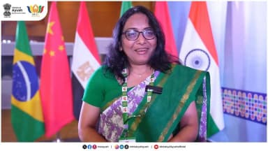 Ms Monalisa Dash, Joint Secretary, Ministry of Ayush, reflects on the discussions and key developments from the BRICS Meeting on Traditional, Complementary and Integrative Medicine (TCIM), including the proposal to establish a BRICS Expert Working Group on TCIM and the dedicated Side Event on Capacity Building, Education and Human Resource Development.
She highlights the collaborative efforts aimed at strengthening cooperation among BRICS Member States in the field of TCIM.
#BRICS2026 #BRICSIndia2026 #IndiaBRICSChairship #AyushforAll #Ayushforall #PublicHealth #TraditionalMedicine #HealthForAll
@narendramodi @mppratapraojadhao @mdniyyoga @mib_india @akashvani_air @aiia_gov @ddnational @airnewsalerts @ani_trending @ptinews_multimedia @unitednewsofindia @mygovindia @mygovbangla @mygov.hindi @mib_india