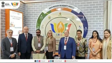 Bringing India's holistic healthcare vision to the global stage.
Hon'ble Minister of State (IC) for Ayush and Minister of State for Health & Family Welfare, Shri Prataprao Jadhav, along with Hon'ble Minister of State for Health & Family Welfare, Smt. Anupriya Patel, accompanied delegates from BRICS Member States on an immersive tour of the Ayush Zone during the BRICS Health Track under India's BRICS Chairship 2026.
The experience showcased India's integrated approach to health through Ayush systems, medicinal plants, wellness initiatives, research, innovation, and digital health initiatives.
Delegates also explored the Ayush Aahar experience, where they explore nutritious millet-based preparations and a range of specially curated herbal beverages developed by the National Institute of Ayurveda, Jaipur, offering a glimpse into the role of Ayush in promoting healthy lifestyles.
#BRICS2026 #BRICSIndia2026 #IndiaBRICSChairship #AyushforAll #Ayushforall PublicHealth TraditionalMedicine HealthForAll
@narendramodi @mppratapraojadhao @mdniyyoga @mib_india @akashvani_air @aiia_gov @ddnational @airnewsalerts @ani_trending @ptinews_multimedia @unitednewsofindia @mygovindia @mygovbangla @mygov.hindi @mib_india