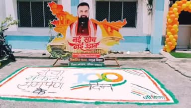 बेतिया समहारणालय सभागार में बिहार सरकार माननीय श्री सम्राट चौधरी ने अपने 100 दिन पूरे होने पर पटना से सीधा प्रसारण किये।