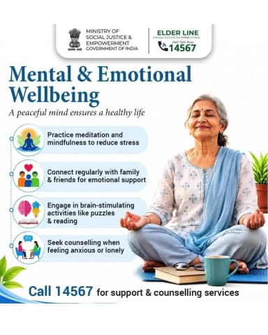 Take care of your mental and emotional wellbeing—stay connected, practice mindfulness, and seek support when needed. For counselling and assistance, call the Elder Line helpline 14567. #HealthyAgeing
