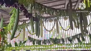 మధిర: ముత్యాలమ్మ తల్లి దేవాలయంలో 40 వేల రూపాయల విలువైన పలు రకాల కూరగాయలతో దేవాలయాన్ని శాకంబరీ దేవి అమ్మవారి రూపంతో అలంకరణ