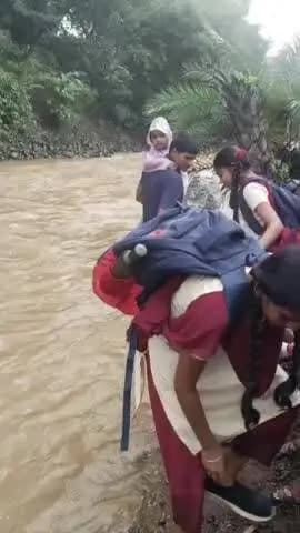 नाशिक: भांगरेवाडी येथील विद्यार्थ्यांचा शिक्षणासाठी गुडघाभर पाण्यातून जीवघेणा प्रवास