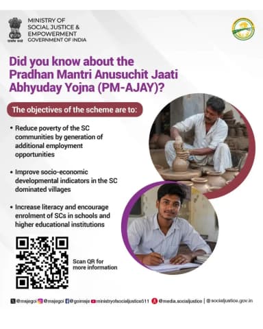 Scan the QR code to learn more about PM-AJAY and its benefits for SC communities. #PMAJAY