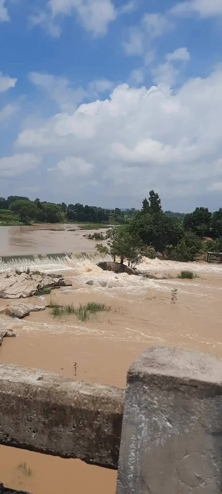 इस समय भारी बारिश से नदी लबालब भरा है