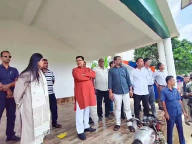 কৈলাশহর: কৈলাসহর ডলুগাও স্কুলের মাঠ পরিদর্শন করতে যান মন্ত্রী টিংকু রায়