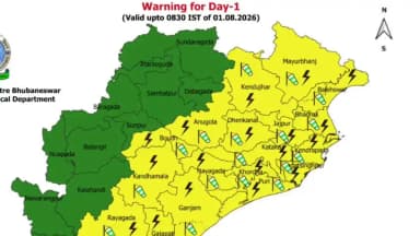 ବାରିପଦା ସଦର: ଜିଲ୍ଲାରେ ଆସନ୍ତା ଅଗଷ୍ଟ ୭ ଯାଏଁ ବର୍ଷା ପବନ ସହ ବଜ୍ରପାତ ହେବା ନେଇ ଆଞ୍ଚଳିକ ପାଣିପାଗ ବିଭାଗ ପକ୍ଷରୁ ୟୋଲ ୱାର୍ଣିଂ ଜାରୀ