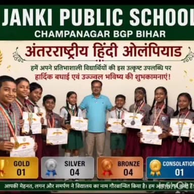 अंतरराष्ट्रीय हिंदी ओलंपियाड
JANKI PUBLIC SCHOOL CHAMPANAGAR BGP BIHAR