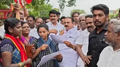அரியலூர்: உதயநிதியை கண்டித்து அண்ணா சிலையருகே தமிழக வெற்றி கழகத்தினர் ஆர்ப்பாட்டம்- காவல் நிலையத்திலும் புகார் அளிப்பு