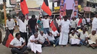 தருமபுரி: உதயநிதி ஸ்டாலின் கைது எதிர்ப்பு: தருமபுரியில் திமுகவினர் சாலை மறியல் – 100க்கும் மேற்பட்டோர் கைது -போக்குவரத்து பாதிப்பு.