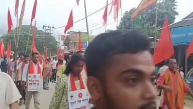 খোয়াই: সনাতন ধর্মের অপমানের প্রতিবাদে খোয়াইয়ে মিছিল
