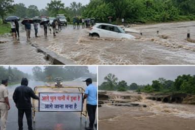 सारंगढ़: सारंगढ़ में तेज बारिश के बीच नदी-नालों के उफान से बढ़ा हादसों का खतरा