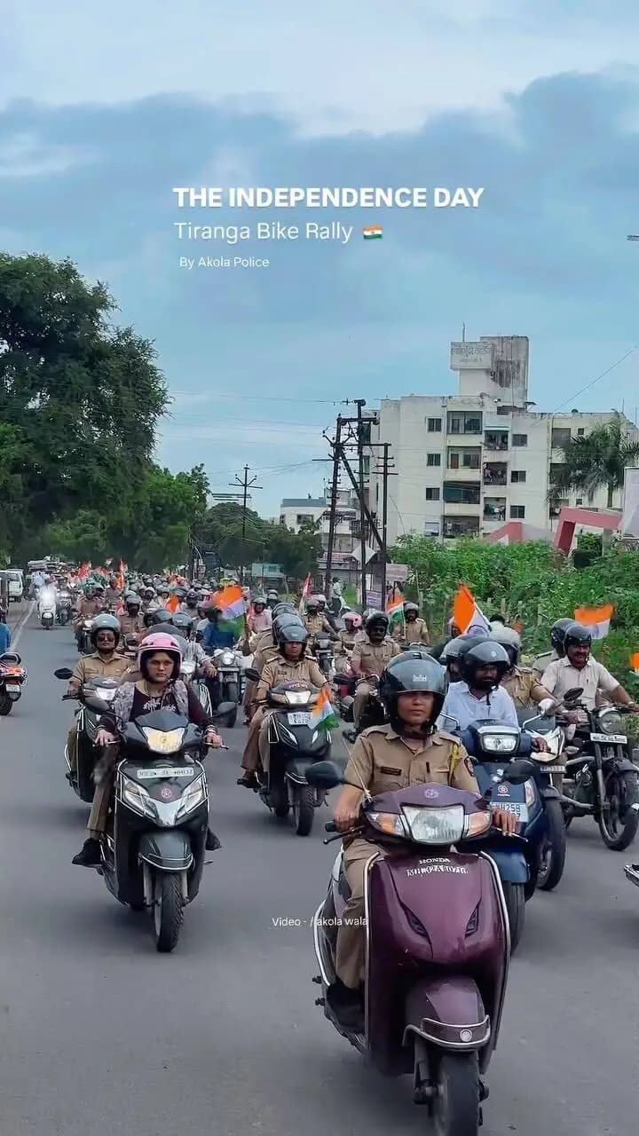 Tiranga Bike Rally 🇮🇳
Akola Police with all akolekars
This Independence Day,
Friday, 14th August 2026 4:00 PM
SP Office, Akola
Akola Police
#tirangabikerally #akolapolice #akolawala #akolacity #indepenceday