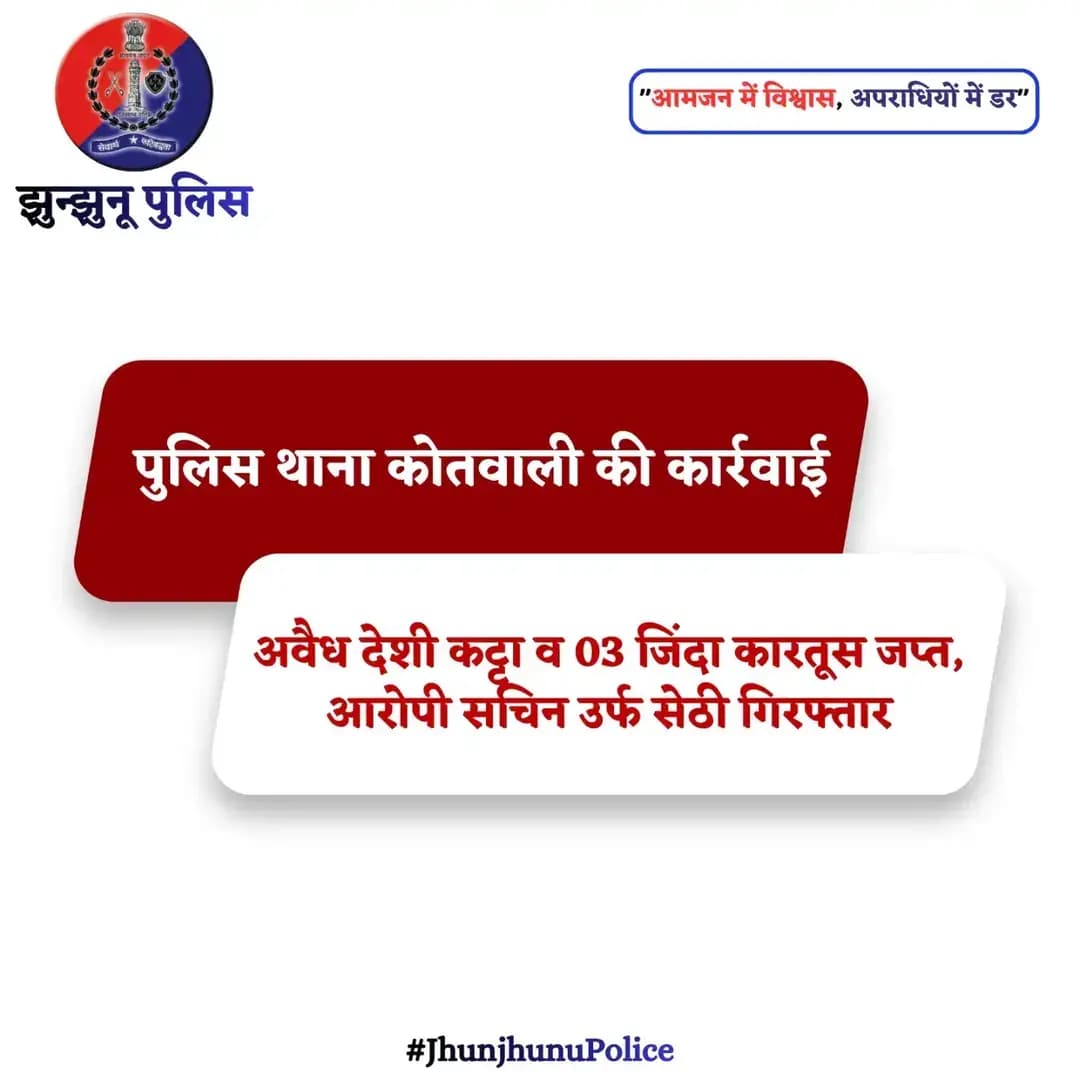 पुलिस थाना कोतवाली की कार्रवाई <nis:link nis:type=tag nis:id=jhunjhunupolice nis:value=JhunjhunuPolice nis:enabled=true nis:link/>