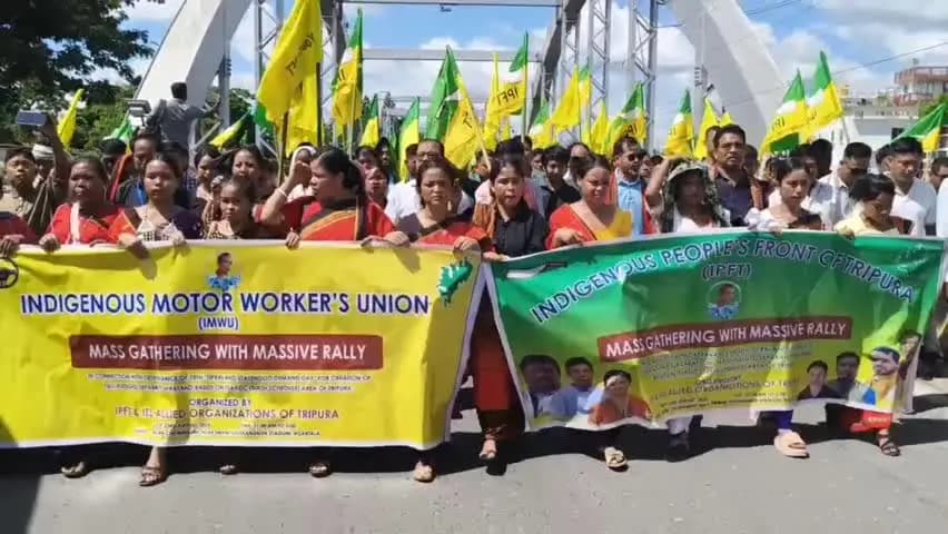 মোহনপুর: ২৩ শে আগস্ট তিপ্রা ল্যান্ডের দাবি দিবস উপলক্ষে রেলি রাজধানী আগরতলা, উপস্থিত মন্ত্রি শুক্লাচরণ নোয়াতিয়া