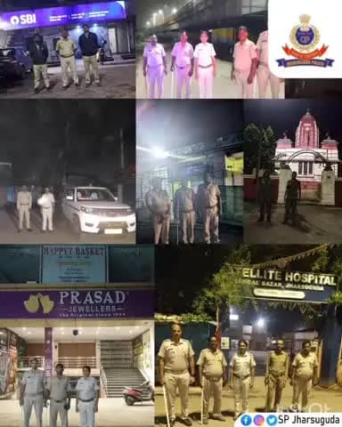 ଝାରସୁଗୁଡା: ରାତିରେ ଜାରି ରହିଛି ପୋଲିସର ନାଇଟ୍ ଭିଜିଲ୍, ଜାଗ୍ରତ ଝାରସୁଗୁଡ଼ା ପୋଲିସ