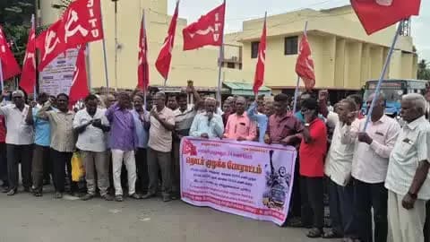 கடலூர்: சி ஐ டி யு போக்குவரத்து தொழிலாளர்கள் தொடர் முழக்கப் போராட்டம்