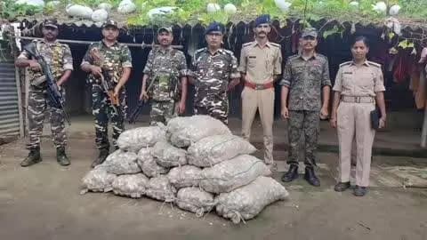 दिघलबैंक: खारी टोला में एसएसबी जवानों और पुलिस ने 340 किलो चीनी लहसुन किया जब्त