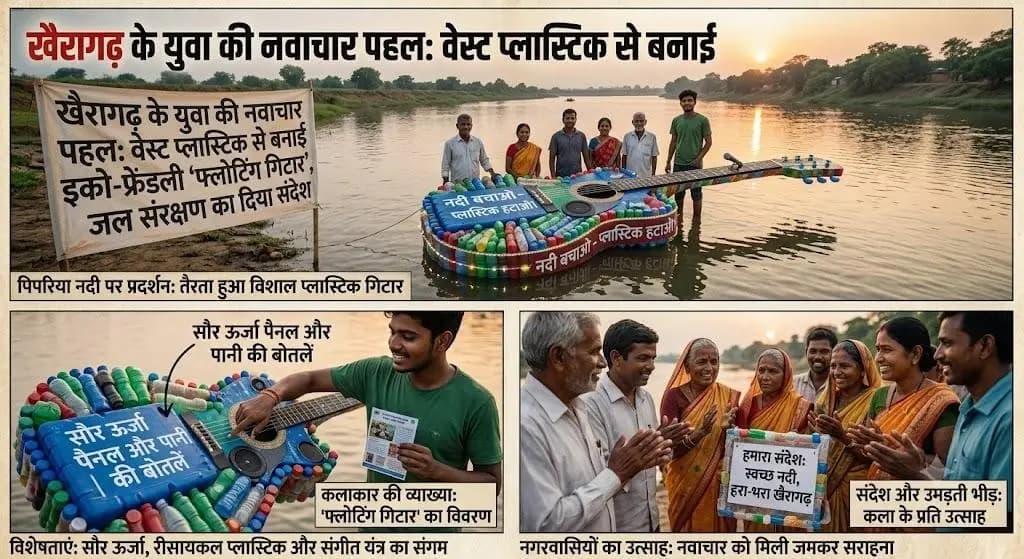 खैरागढ़: खैरागढ़ के युवा ने प्लास्टिक से बनाई इको-फ्रेंडली 'फ्लोटिंग गिटार', दिया जल संरक्षण का संदेश