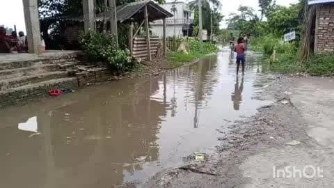 बरियारपुर: रोड पर चढ़ा बाढ़ का पानी, लोगों को आवागवन हो रही काफी परेशानी