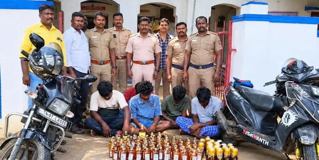 விழுப்புரம்: புதுச்சேரியில் இருந்து மதுபாட்டில் கடத்தல்: 5 பேர் கைது, 173 பாட்டில்கள் பறிமுதல்