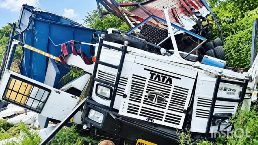 कळंब: कळंब ते यवतमाळ मार्गावरील बेलोना गावाजवळ ट्रकचा भीषण अपघात चालक वाहक गंभीर जखमी
