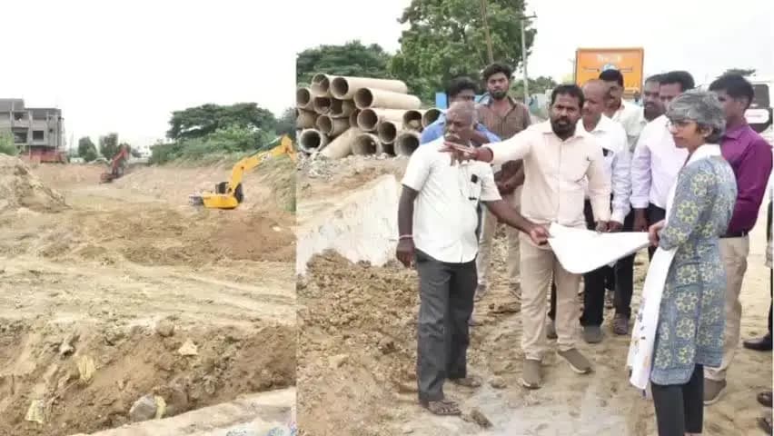 ஸ்ரீபெரும்புதூர்: வரதராஜபுரம் படப்பை வண்டலூர் ஒரத்தூர் ஓடை வரத்து கால்வாய் தூர்வாரும் பணி மாவட்ட ஆட்சியர் ஆய்வு