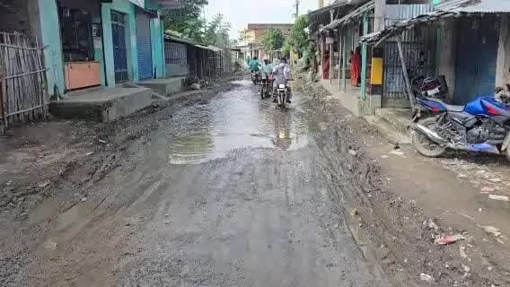 बनमा इटहरी: मकदम पुर में सड़क पर जलजमाव से राहगीर परेशान