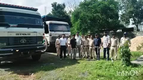 ब्यौहारी: बिना नंबर प्लेट और ईटीपी के रेत से लदे दो हाइवा जब्त