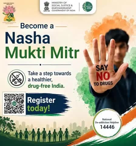 One Step. One Voice. One Drug-Free India. 🇮🇳
Become a Nasha Mukti Mitr and join the movement for a healthier, drug-free India. #NashaMuktBharat
@mygovindia @mib_india @NISD_India @nskfdc @NSFDC_MOSJE @nbcfdc