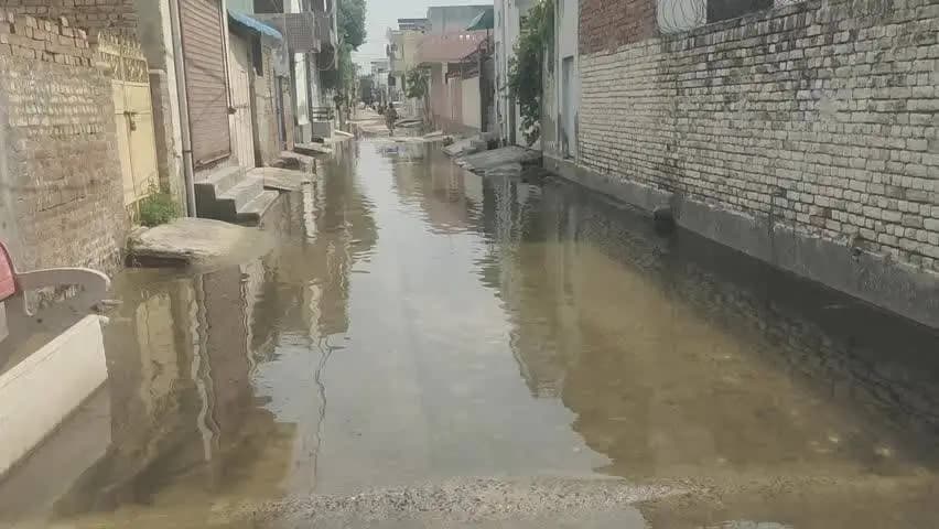 बहादुरगढ़: बारिश के कई घंटे बीत जाने के बाद भी झज्जर रोड सहित कई कॉलोनी में जमा है बारिश का पानी