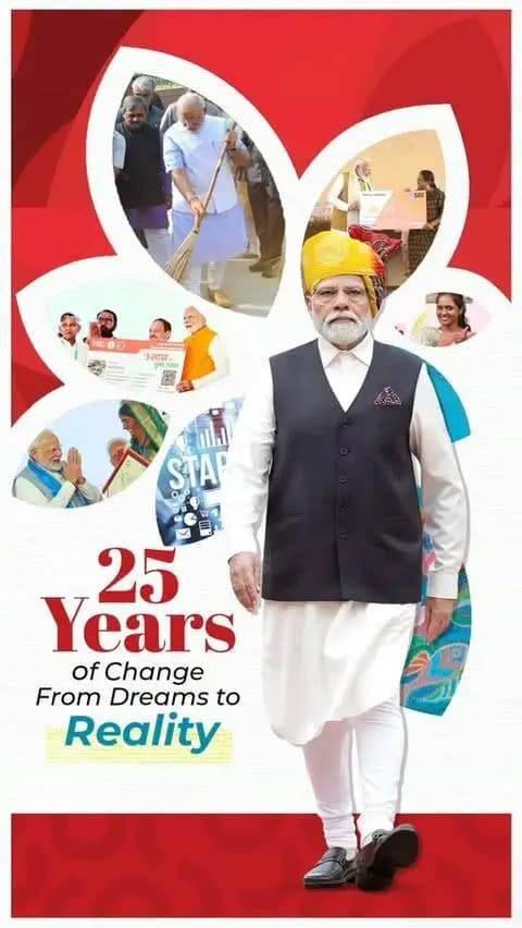 25 Years, One Resolve.
A journey of Seva, Empowerment & Nation-Building that has transformed millions of lives.
Let us be a part of this inspiring journey.
Join the Seva Sankalp Abhiyan and contribute to the spirit of service and nation-building.
17 September -17 October, Join hands with the Nation
#सेवा_संकल्प_अभियान #SevaSankalpAbhiyan #आशीर्वाद_का_दीया #SevaSankalp #JanSeva