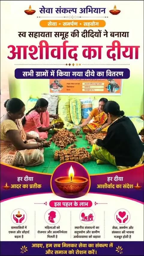 लड्डू गोपाल स्व सहायता समूह की दीदियों ने रचा… सेवा और आत्मनिर्भरता का सुंदर संदेश... दीदियों के हाथों से बना ये दीया… कई परिवारों के आंगन को रोशन करेगा...एक दीया सेवा का… एक दीया समर्पण का…
#सेवा_संकल्प_अभियान #आशीर्वाद_का_दीया #SevaSankalpAbhiyan #JanSeva #chhatttisgarh