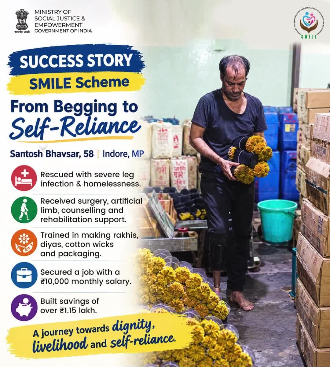 From support to self-reliance—SMILE Scheme opens the path to dignity and livelihood. #SMILEScheme