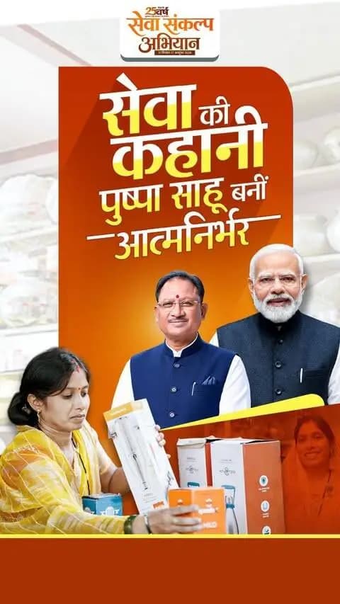 सेवा की कहानी, आत्मनिर्भर बनी पुष्पा।
जमुना बर्तन भंडार की संचालिका पुष्पा साहू आज अपने हुनर और मेहनत से सफल व्यवसाय आगे बढ़ा रही हैं। सुशासन सरकार की योजनाओं से मिले संबल ने उनके आत्मनिर्भर बनने के सफर को नई मजबूती दी।
प्रधानमंत्री श्री नरेंद्र मोदी के 25 वर्षों की सेवा, समर्पण और जनकल्याण की यात्रा को समर्पित ‘सेवा संकल्प अभियान’ ऐसी ही आत्मनिर्भरता की कहानियों को आगे बढ़ाने का संकल्प है।
#सेवा_संकल्प_अभियान #आशीर्वाद_का_दीया #AshirwadKaDiya #SevaSankalpAbhiyan #SevaSankalp #JanSeva #JanBhagidari #ViksitChhattisgarh #SevaSeVikas
#CGkeAshirwadkaDiya
#sevasankalpabhiyan
#modiat25
#vishnubhaiya