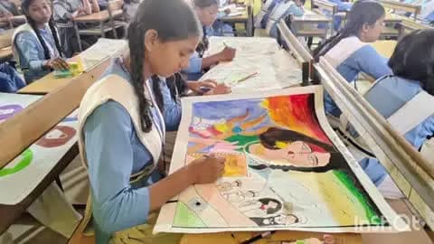 बैकुंठपुर: कोरिया में विकसित भारत और सेवा संकल्प पर बनी आकर्षक पेंटिंग