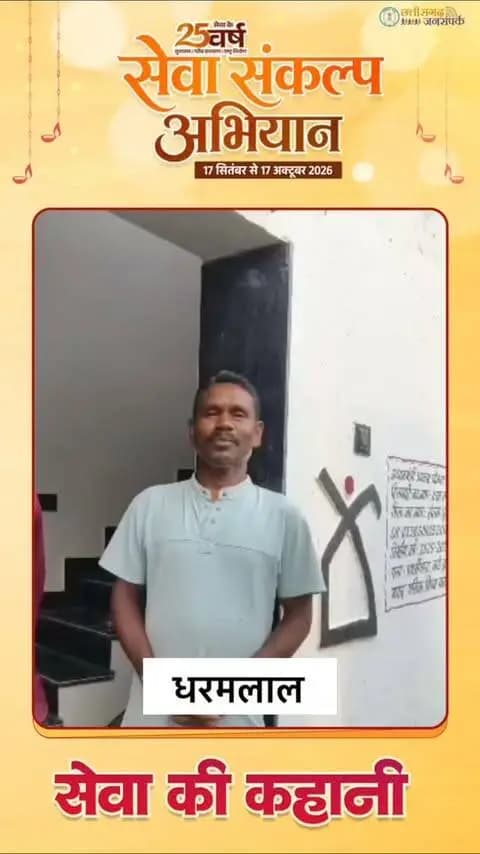 पक्की छत, सुरक्षित घर और खुशहाल परिवार 🏠
कोरबा शहर के वार्ड क्रमांक 19, पथर्रीपारा निवासी श्री धरम लाल ध्रुव के परिवार को प्रधानमंत्री आवास योजना से मिला अपना पक्का आशियाना। अब बारिश और सीलन की चिंता से दूर, परिवार सुरक्षित और सुकूनभरा जीवन जी रहा है।
#SevaSankalpAbhiyan
#सेवा_संकल्प_अभियान
#सेवा_की_कहानी
#VishnuBhaiya
#PMAwasYojana