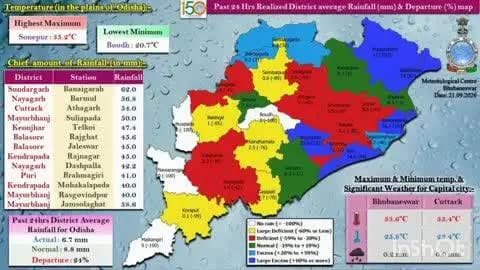 ଝାରସୁଗୁଡା: ଗତ ୨୪ ଘଣ୍ଟାରେ ଝାରସୁଗୁଡ଼ାରେ ୬.୨ ମିଲିମିଟର ବର୍ଷା ରେକର୍ଡ