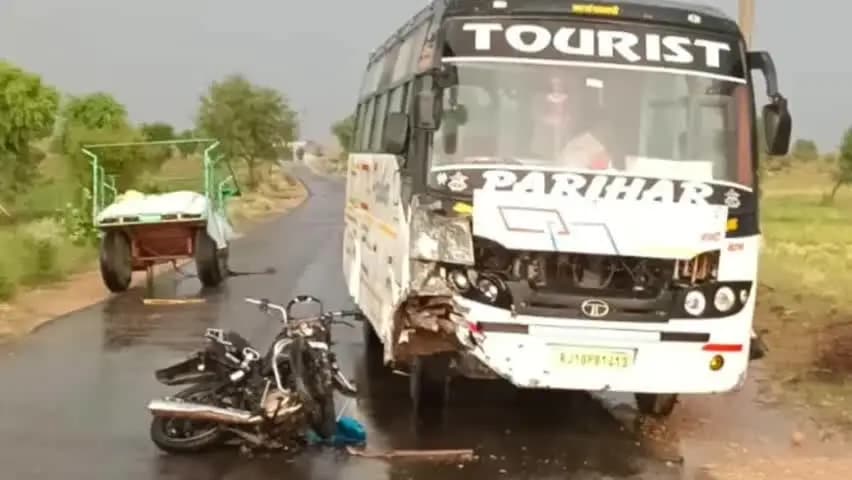 लूनकरनसर: तेज आंधी के दौरान बाइक बस से टकराई, बाइक सवार युवक की हुई मौत