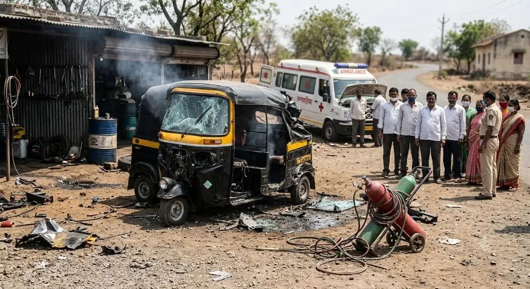 कारंजा: कामरगावमध्ये ऑटोरिक्षा डिझेल टँकचा भीषण स्फोट, व्यावसायिक गंभीर जखमी