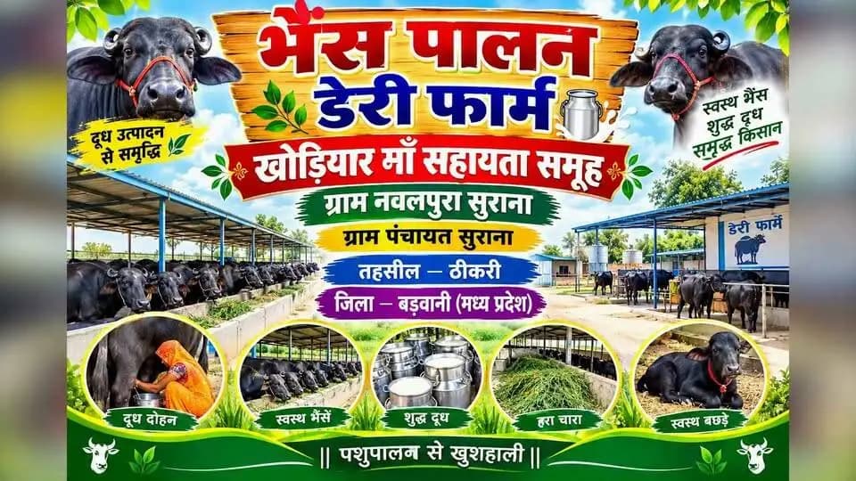 #कहानी_बदलाव_की
बड़वानी के सुराना गांव की 'खोड़ियार आजीविका समूह' की 10 महिलाओं ने आजीविका मिशन और बैंक ऋण के सहयोग से भैंस पालन और दुग्ध उत्पादन शुरू कर आत्मनिर्भरता की मिसाल पेश की है!
#JansamparkMP
#Badwani