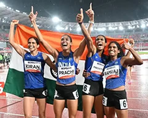 Our Golden Trailblazers!🥇🇮🇳
Congratulations to India’s Women’s 4x400m Relay Team on winning Gold at the #AsianGames2026